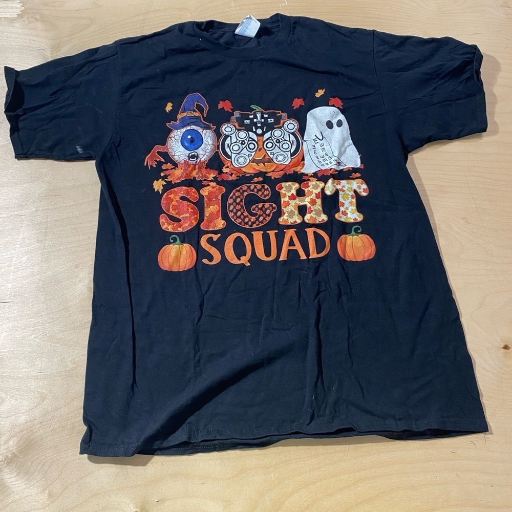 Black Halloween Sight Squad T-Shirt on Port & Company Tag Large (KK) - Picture 2 of 9